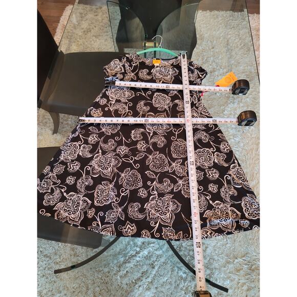 Ruby Rd Dress Womens Medium Black White Floral Print Short Sleeve Stretch Casual - Picture 15 of 15